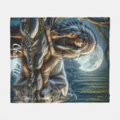 Een Indiaanse vrouw en haar trouwe wolf metgezel Fleece Deken (Voorkant (Horizontaal))