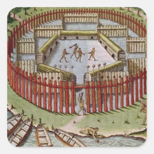 Een Indiaas dorp Vierkante Sticker (Voorkant)