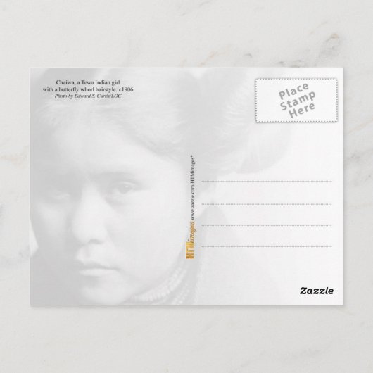Een Indiaas Tewa-meisje met fancy haarstijl Briefkaart (Achterkant)