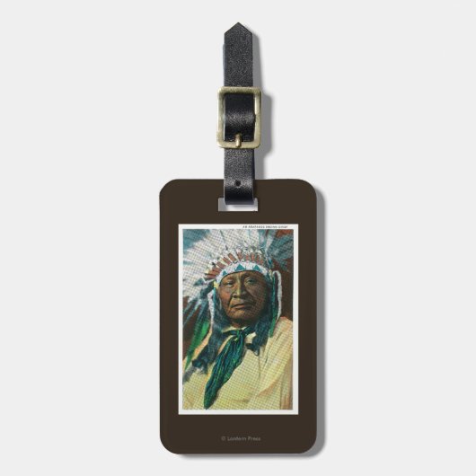 Een Indiase hoofdportret van Arapahoe Bagagelabel (Voorkant verticaal)