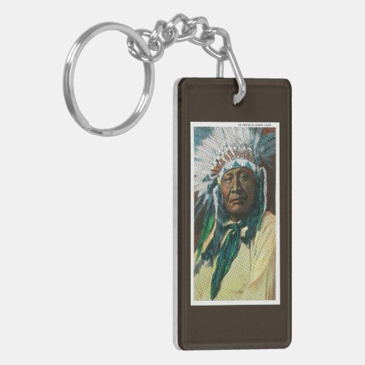 Een Indiase hoofdportret van Arapahoe Sleutelhanger (Voorkant Links)