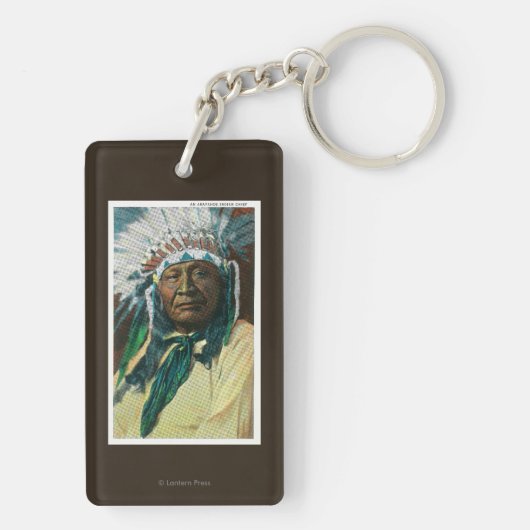 Een Indiase hoofdportret van Arapahoe Sleutelhanger (achterkant)