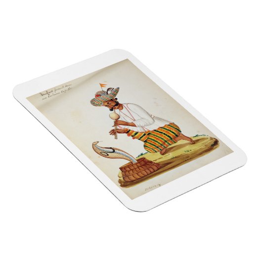 Een Indische slang-opper met een Cobra, van een Fr Magneet (Rechterzijde)