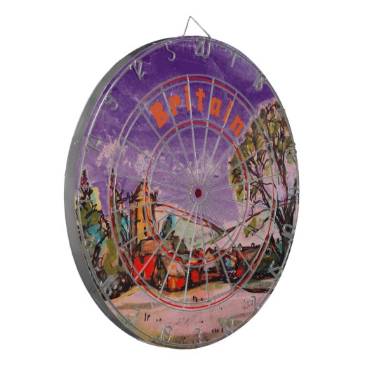 Een Indiyllisch Brits dorp & Dark Sky schets Dartbord (Voorkant Links)
