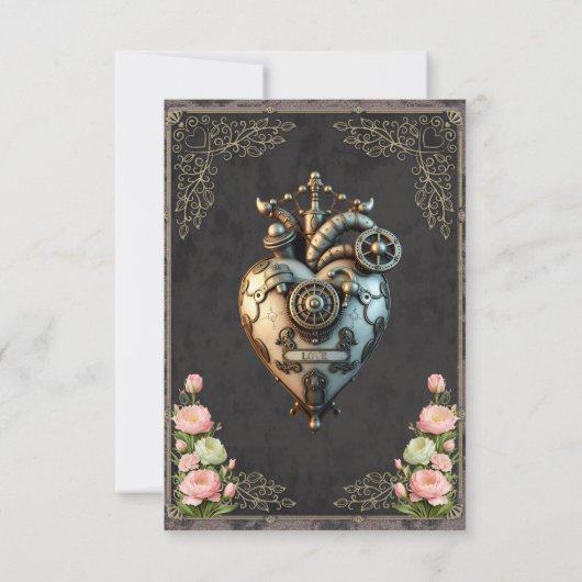 Een indrukwekkend steampunk hart bedankkaart (Achterkant)