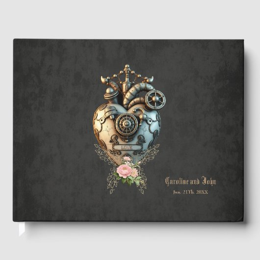Een indrukwekkend steampunk hart gastenboek (Voorkant)