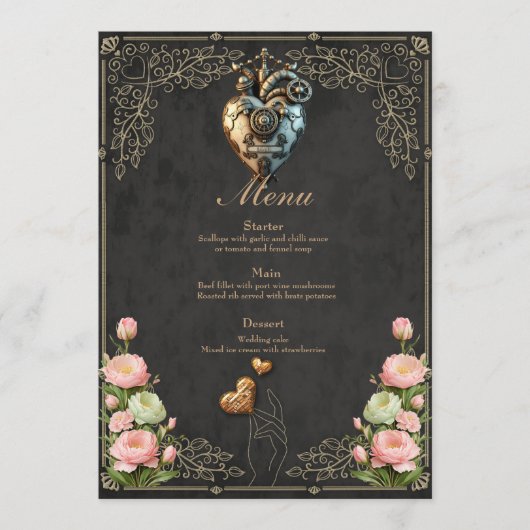 Een indrukwekkend steampunk hart menu (Voorkant)