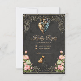 Een indrukwekkend steampunk hart RSVP kaartje