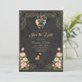 Een indrukwekkend steampunk hart save the date (Staand voorkant)