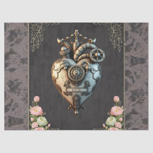 Een indrukwekkend steampunk hart tissuepapier (Voorkant)