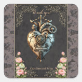 Een indrukwekkend steampunk hart vierkante sticker (Voorkant)