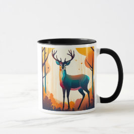 Een indrukwekkende hert in het bos. mok