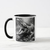 Een indrukwekkende krokodil in een wild interieur. mok (Links)