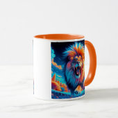 Een indrukwekkende leeuw die ruwt. mok (Voorkant rechts)