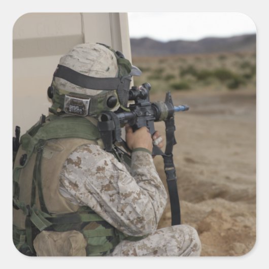 Een infanterieverkenner vierkante sticker (Voorkant)