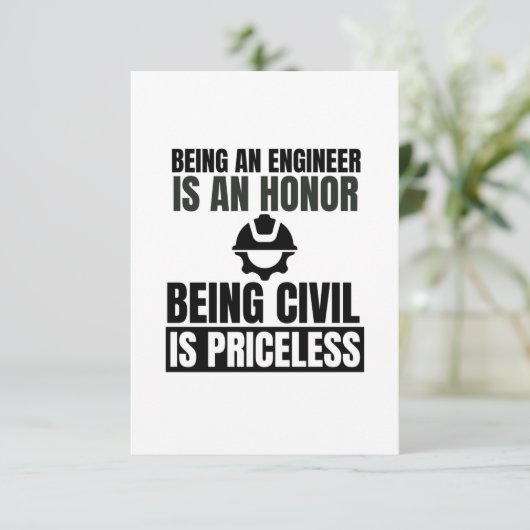 Een ingenieur zijn is een eer om civiel te zijn: p bedankkaart (Staand voorkant)