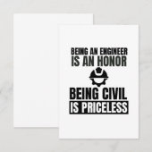 Een ingenieur zijn is een eer om civiel te zijn: p bedankkaart (Voorkant / Achterkant)