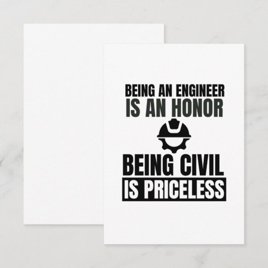 Een ingenieur zijn is een eer om civiel te zijn: p bedankkaart (Voorkant / Achterkant)