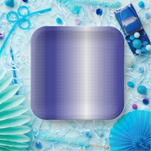 Een ingewikkeld blauw geometrisch patroon met symm papieren bordje (Feest)