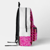 Een ingewikkeld bloemmotief in roze en wit, art bedrukte rugzak (Links)
