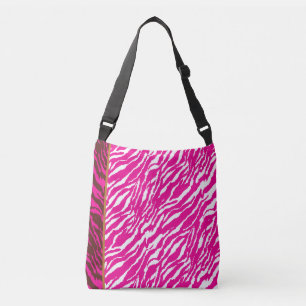 Een ingewikkeld bloemmotief in roze en wit, art crossbody tas