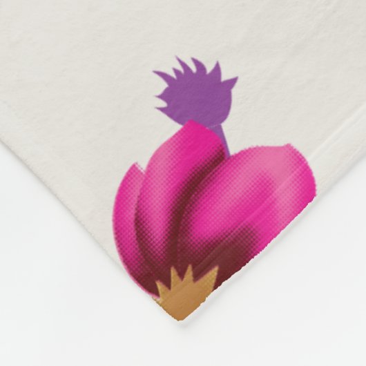 Een ingewikkeld bloemmotief in roze en wit, art fleece deken (Hoek)