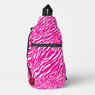 Een ingewikkeld bloemmotief in roze en wit, art sling bag