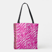 Een ingewikkeld bloemmotief in roze en wit, art tote bag (Achterkant)