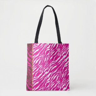 Een ingewikkeld bloempatroon in roze en wit, kunst tote bag