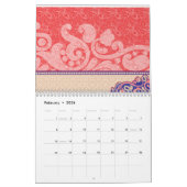 Een ingewikkeld paisley patroon met levendige rode kalender (Feb 2026)