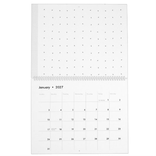 Een ingewikkeld zwart-wit bloemontwerp set aga kalender (Jan 2027)