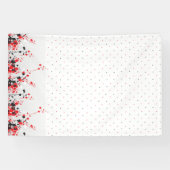 Een ingewikkeld zwart-wit bloemontwerp set aga spandoek (Horizontaal)