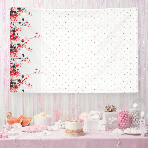 Een ingewikkeld zwart-wit bloemontwerp set aga spandoek