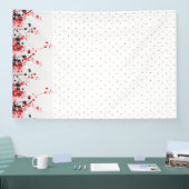 Een ingewikkeld zwart-wit bloemontwerp set aga spandoek (Beurs)