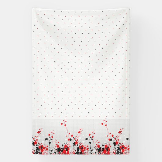 Een ingewikkeld zwart-wit bloemontwerp set aga spandoek (Verticaal)