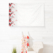 Een ingewikkeld zwart-wit bloemontwerp set aga spandoek (Insitu)