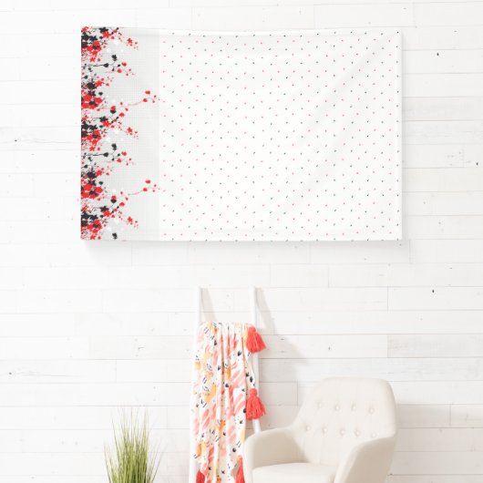 Een ingewikkeld zwart-wit bloemontwerp set aga spandoek (Insitu)