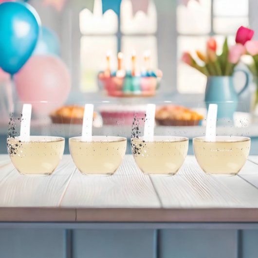 Een ingewikkeld zwart-wit bloemontwerp set aga wijnglas zonder voet (Insitu (Baby Shower))
