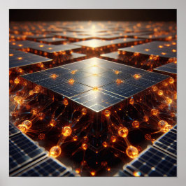 Een ingewikkelde reeks amberkleurige bollen en com poster