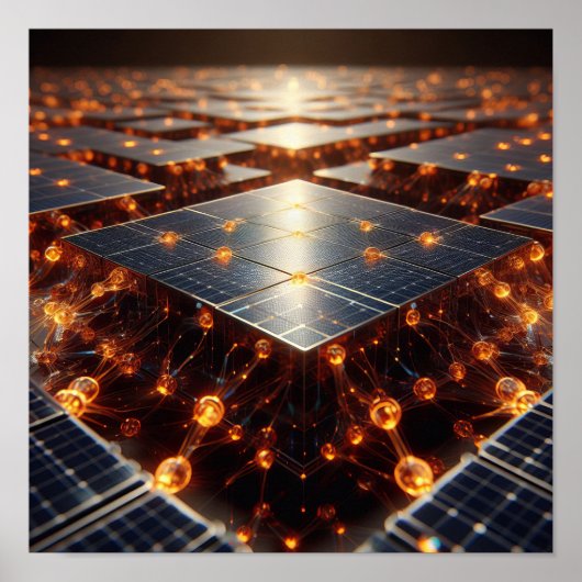 Een ingewikkelde reeks amberkleurige bollen en com poster (Voorkant)