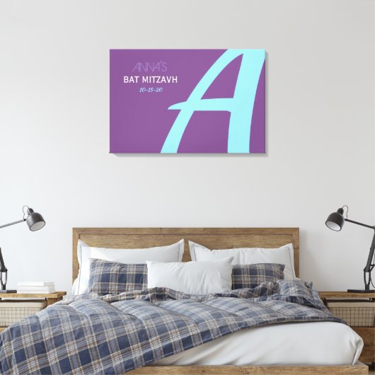Een INITIALEN Bar Bat Mitzvah Inlogbord Canvas Afdruk (Insitu (Slaapkamer))