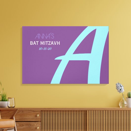 Een INITIALEN Bar Bat Mitzvah Inlogbord Canvas Afdruk (Insitu (Woonkamer))