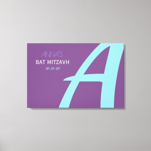 Een INITIALEN Bar Bat Mitzvah Inlogbord Canvas Afdruk (Voorkant)