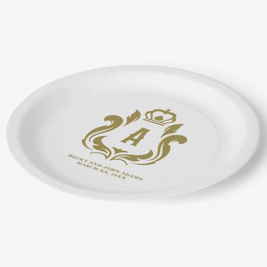 Een Initialen gouden kam Papieren Bordje (Gekanteld)