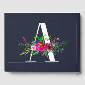 Een initiële monogram bloemnaam bruiloft met lette gastenboek (Achterkant)