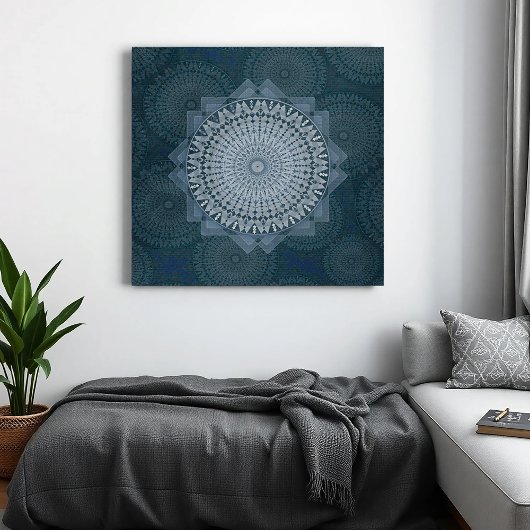 Een initiëring van de massablauwe cirkel canvas afdruk