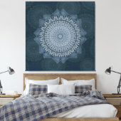 Een initiëring van de massablauwe cirkel canvas afdruk (Insitu (Slaapkamer))