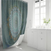 Een initiëring van de massablauwe cirkel douchegordijn