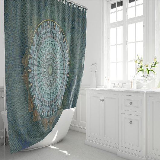 Een initiëring van de massablauwe cirkel douchegordijn