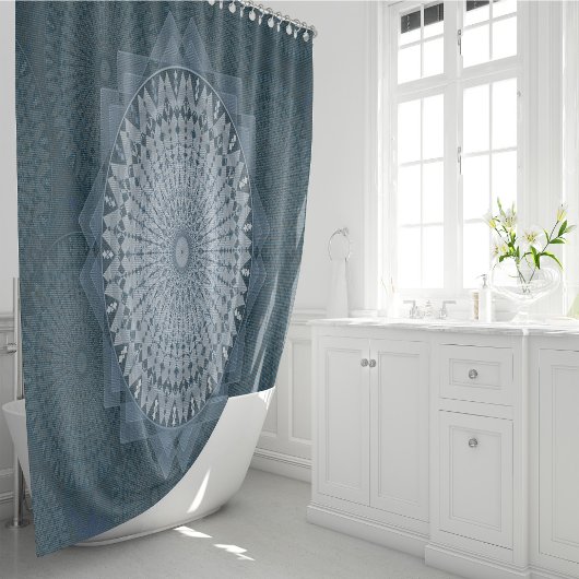 Een initiëring van de massablauwe cirkel douchegordijn